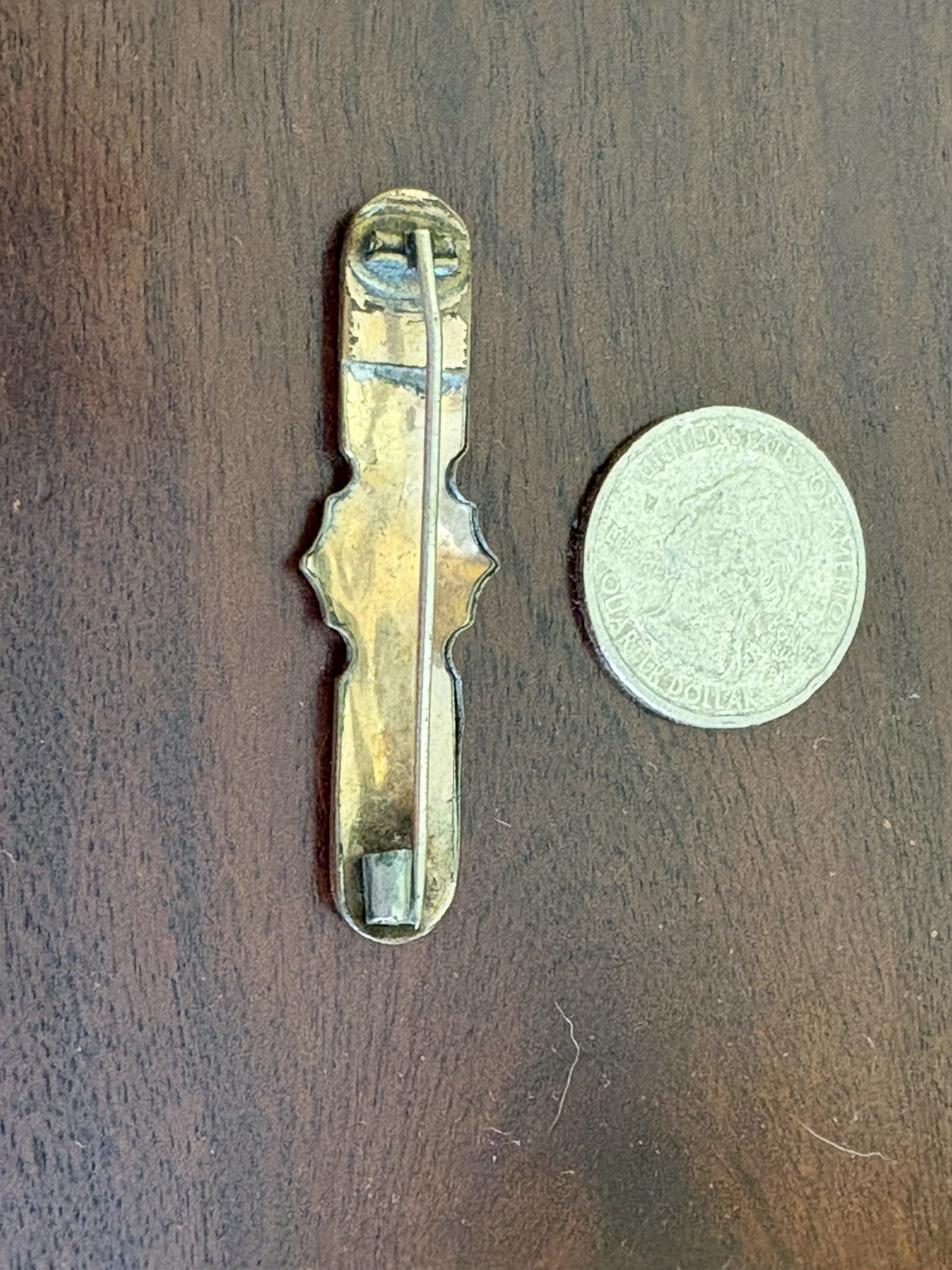 Antique Gold Tone Decorative Bar Brooch Pin, Bar Setting Style