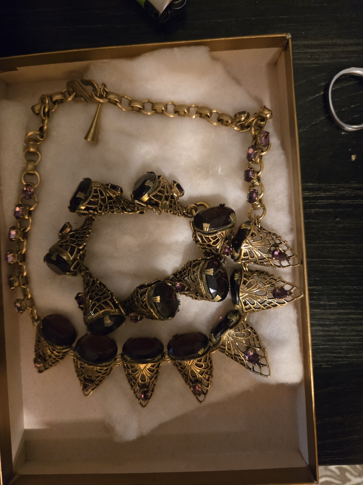 Czechslovikian Amethyst Glass Choker And Bracelet