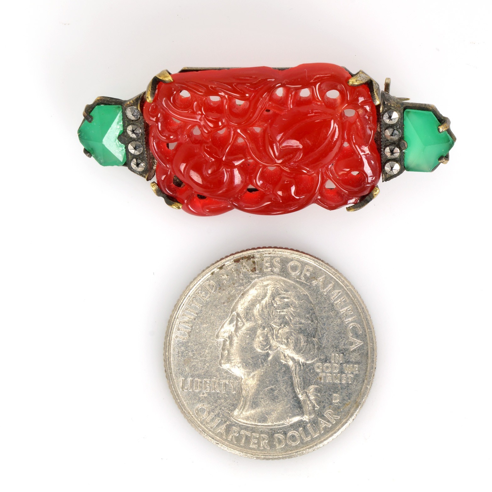 Czech Art Deco Chinese-style Glass Pin 1930’s
