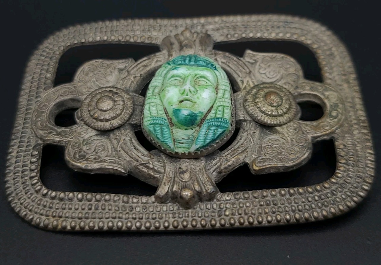 Vintage Max Neiger Egyptian Revival Pharaoh Brooch Czech Art Deco Pin