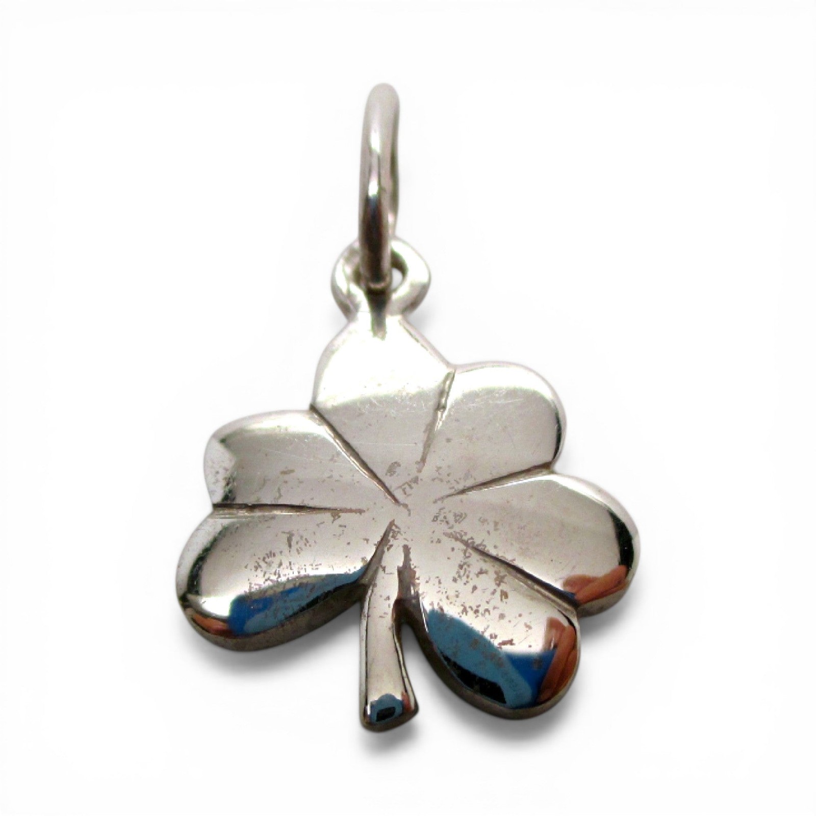 Sterling Silver Shamrock Charm for Bracelet Green Enamel Good Luck Gift Vintage