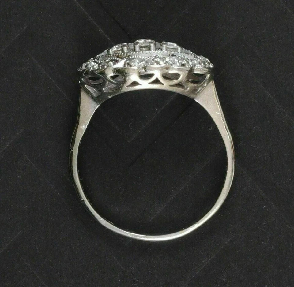 Art Deco Style Lab Created Diamond 14k White Gold FN Wedding For Bridal GiftRing