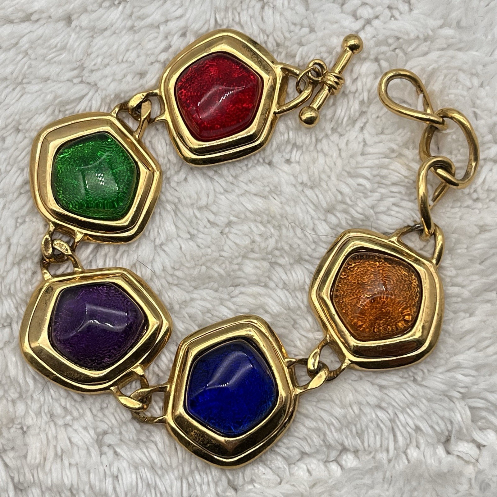 Vintage KJL for Avon Bracelet Caprianti Collection Jewel Tone Cabochons 9”