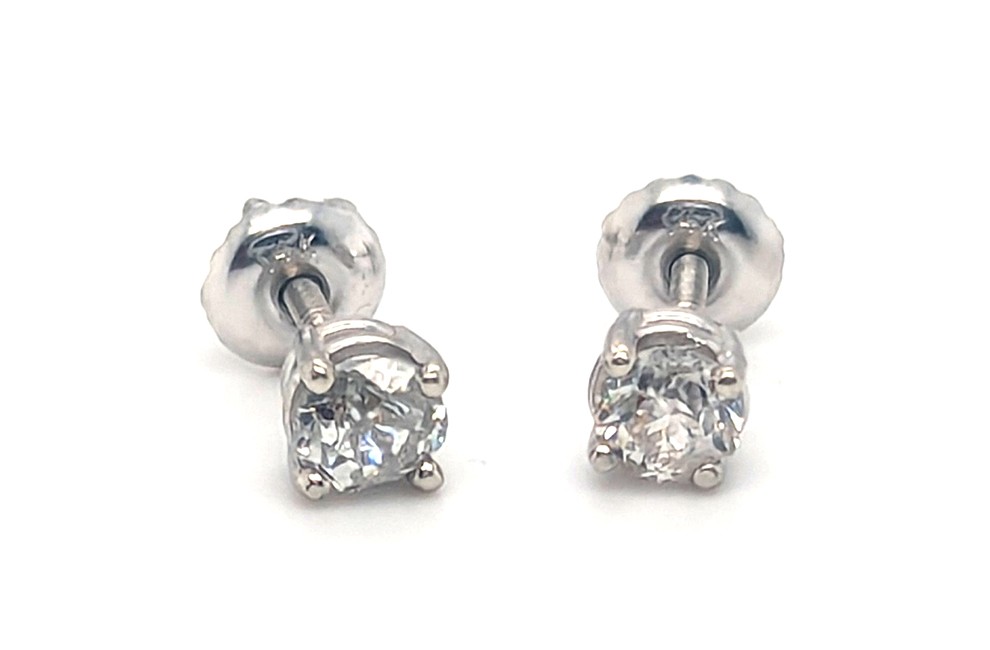Victorian Diamond Stud Earrings Old Mine Cut .62ct Screwback 14K Original 1880’s
