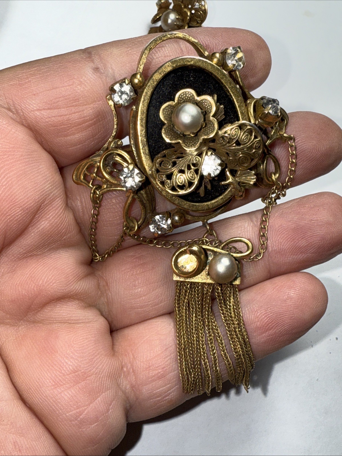 Brooch Pendant Earrings Set Victorian Antique 100 Years Old Read Description