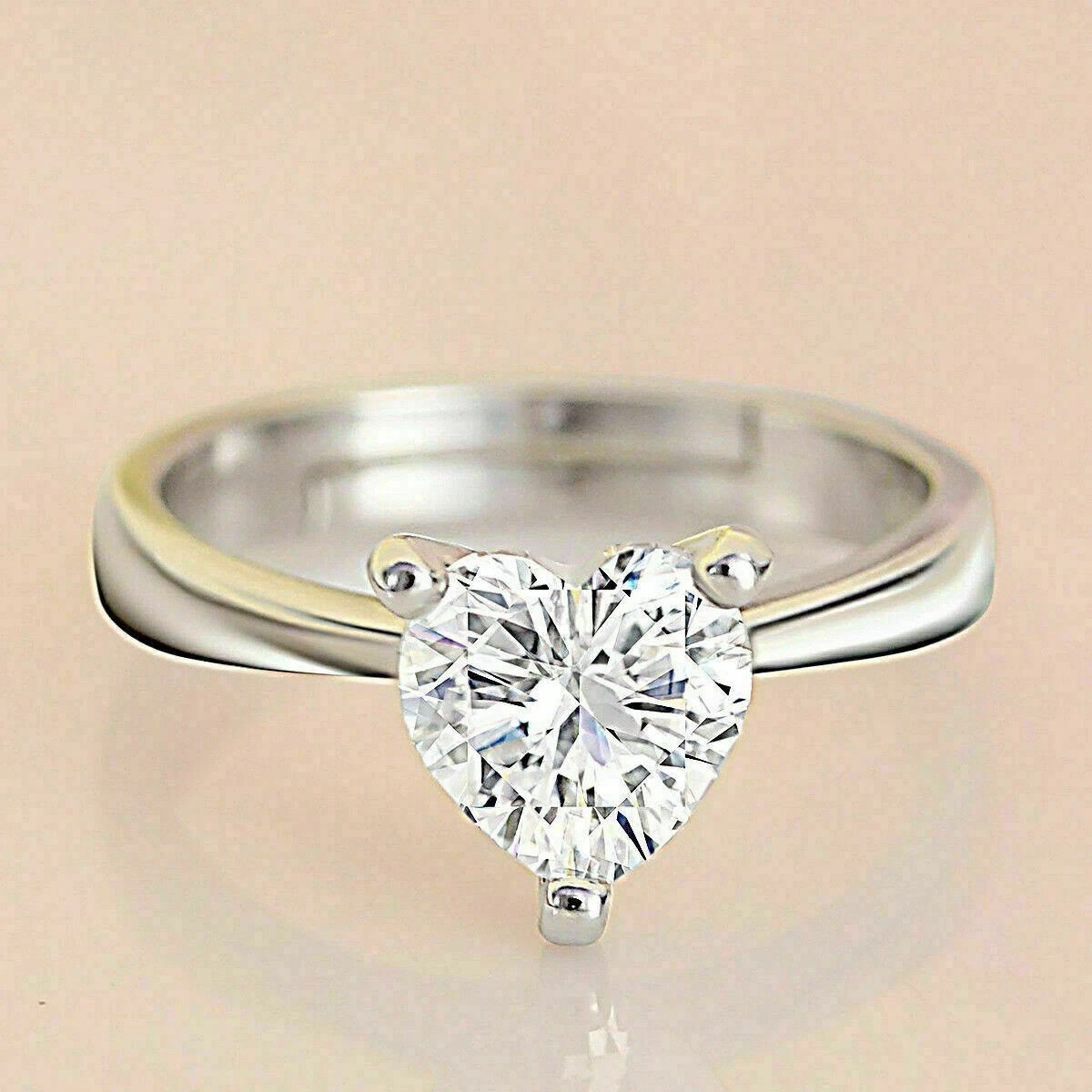 2.75Ct Art Deco Lab Created Diamond Heart Shaped Wedding 14K White Gold FN Ring