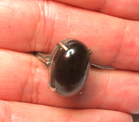 VINTAGE RARE WOMENS MOONSTONE GRAY .700 SILVER OVAL RING SZ 4 TOP 19mm WIDE