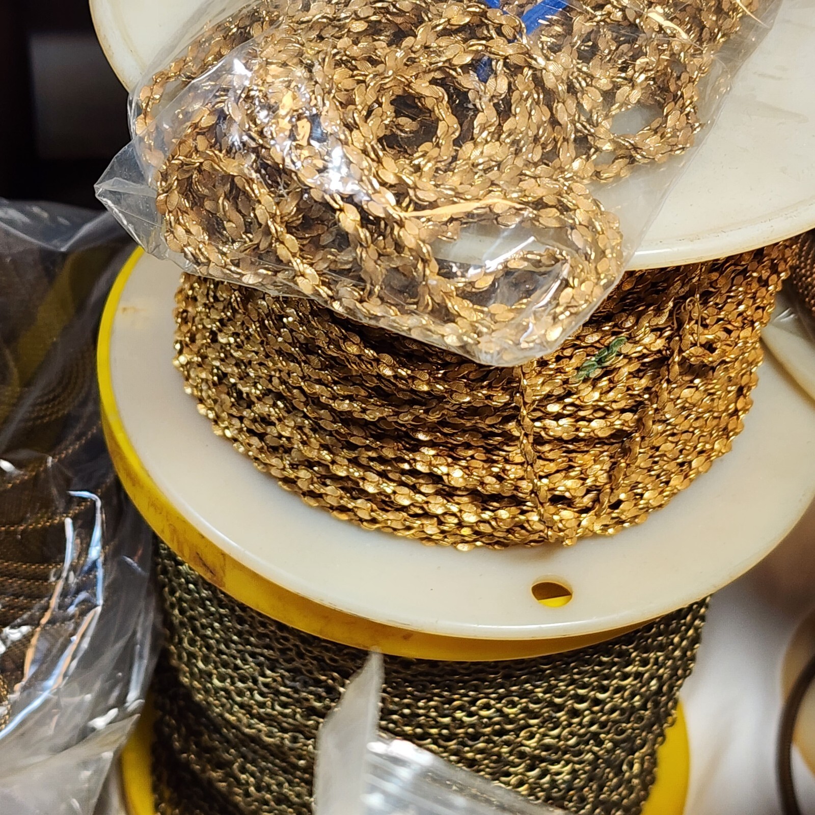 HUGE Brass Chain Lot Most Miriam Haskell & RARE Fancy Antique Art Deco U Choose