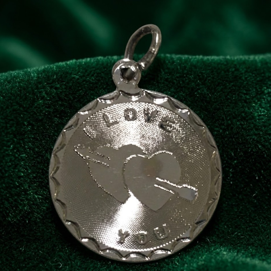 Vintage Sterling Silver Charm I Love You Double Hearts I love you Engraving 70s