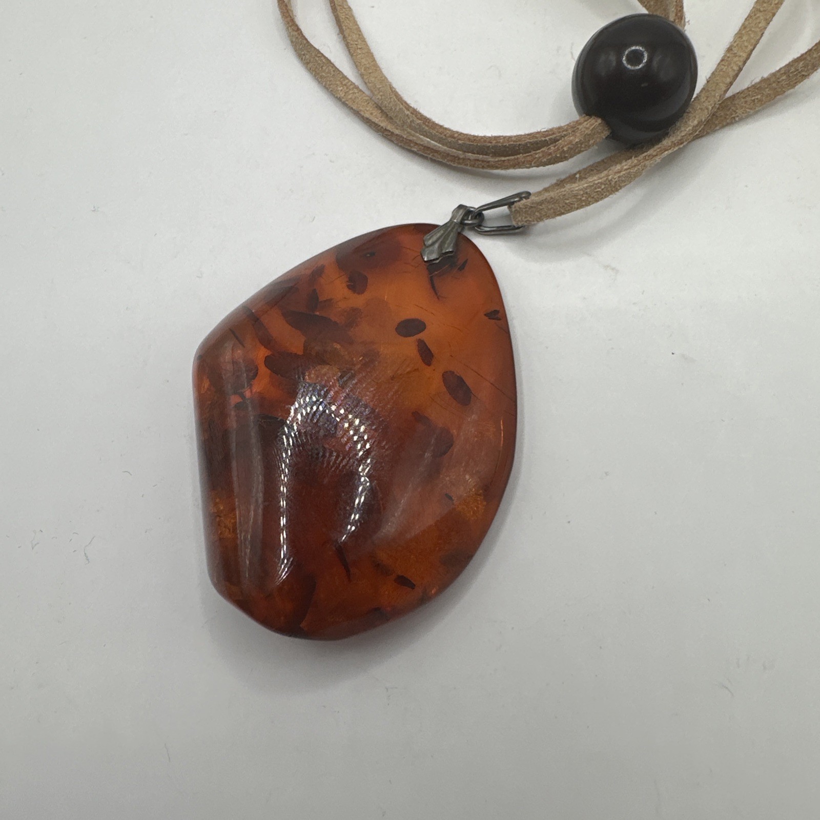 Baltic Amber Dried Plant Resin Adjustable Rope Necklace 925 Bail (22.83g)