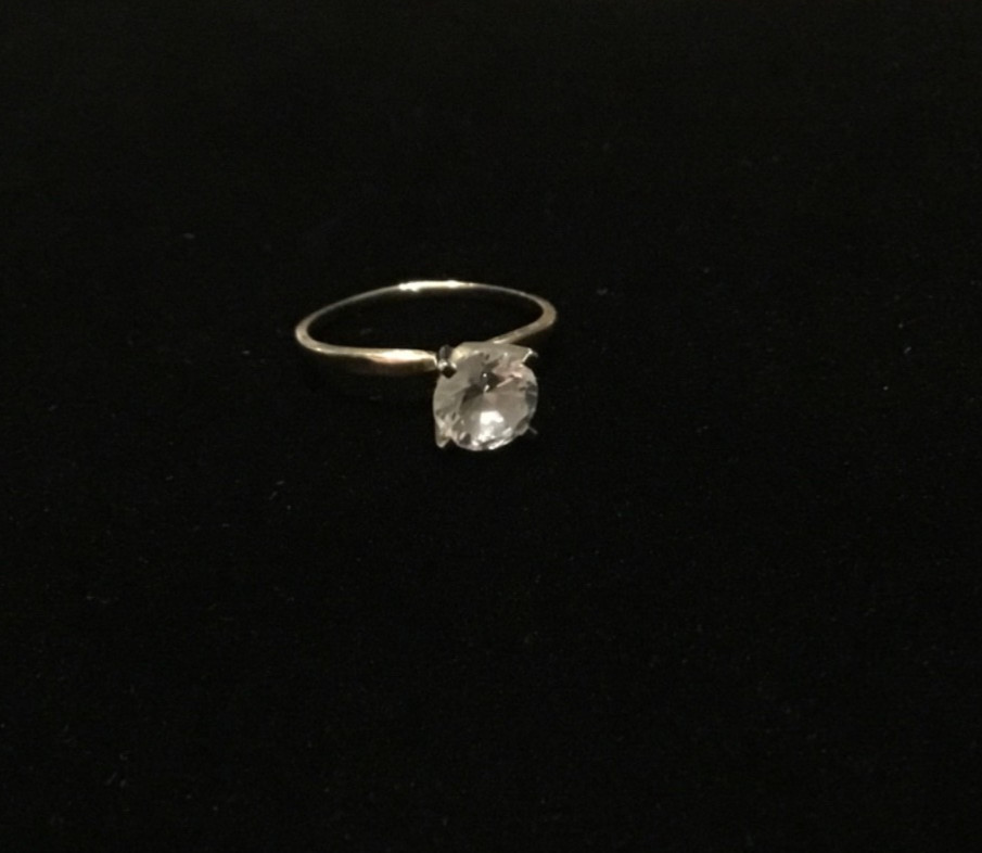 14K Gold Round Cut Solitaire CZ Dainty yet impressive Engagement/ Promise Ring