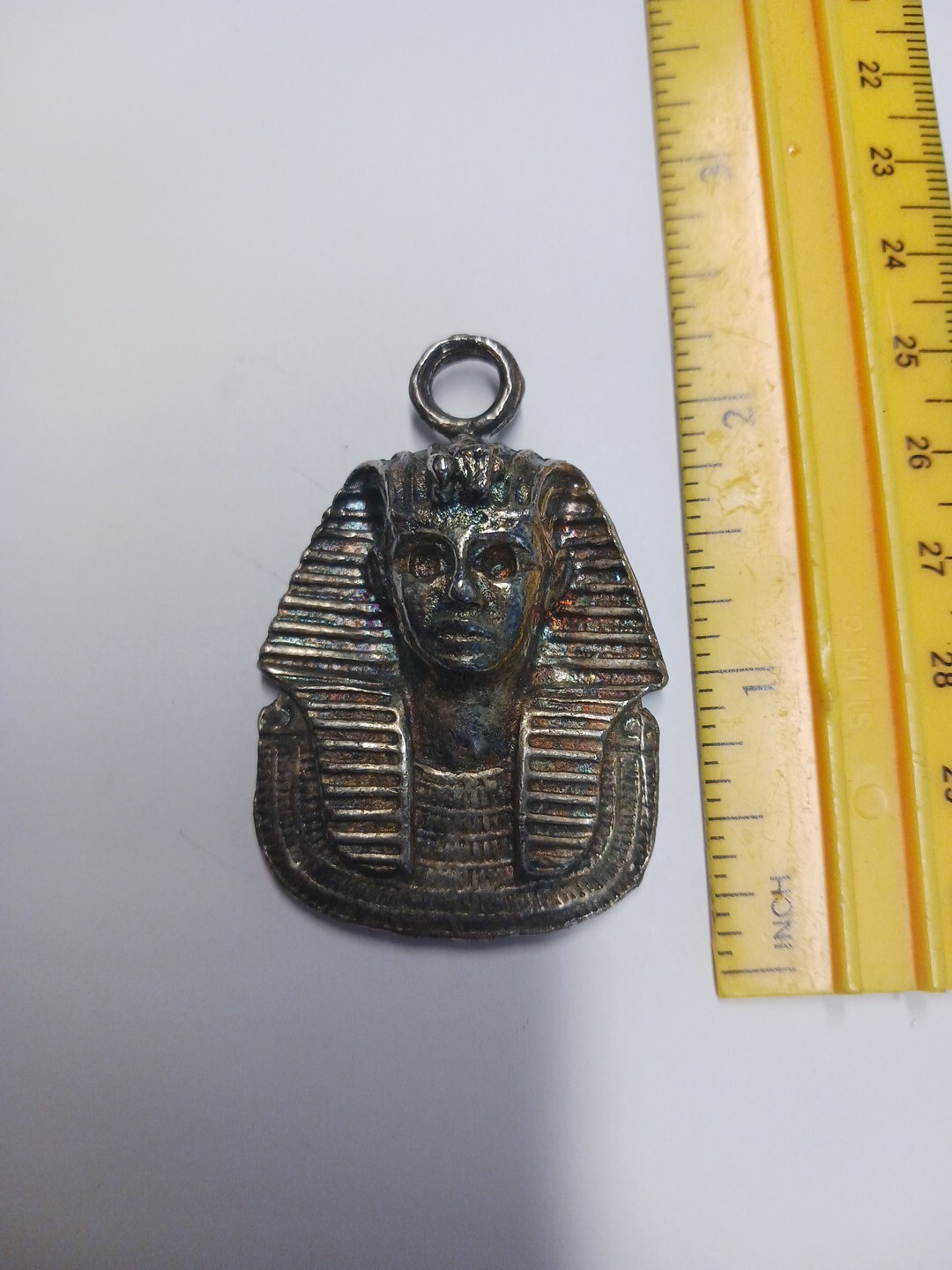 Vintage King Tut Medallion Necklace Head Large Egyptian King Tut Statue Figurine