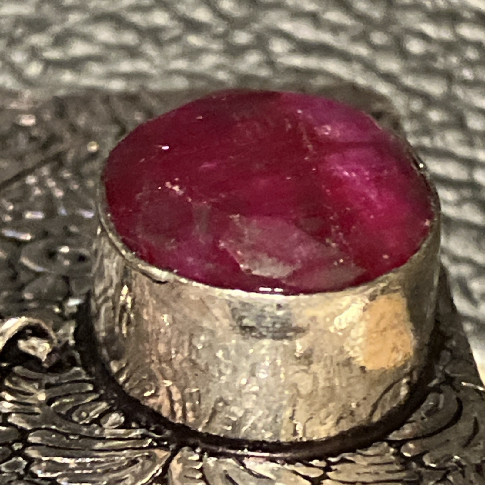 Vintage Sterling 925 Faceted Ruby Gemstones Bezel Setting 2.3” x 1.5” New