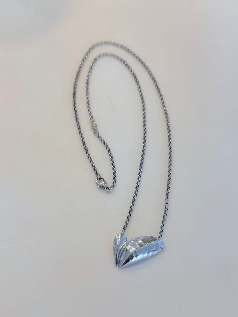 Georg Jensen Artist Heart Pendant 2003 Silver 44cm Chain 7.2g
