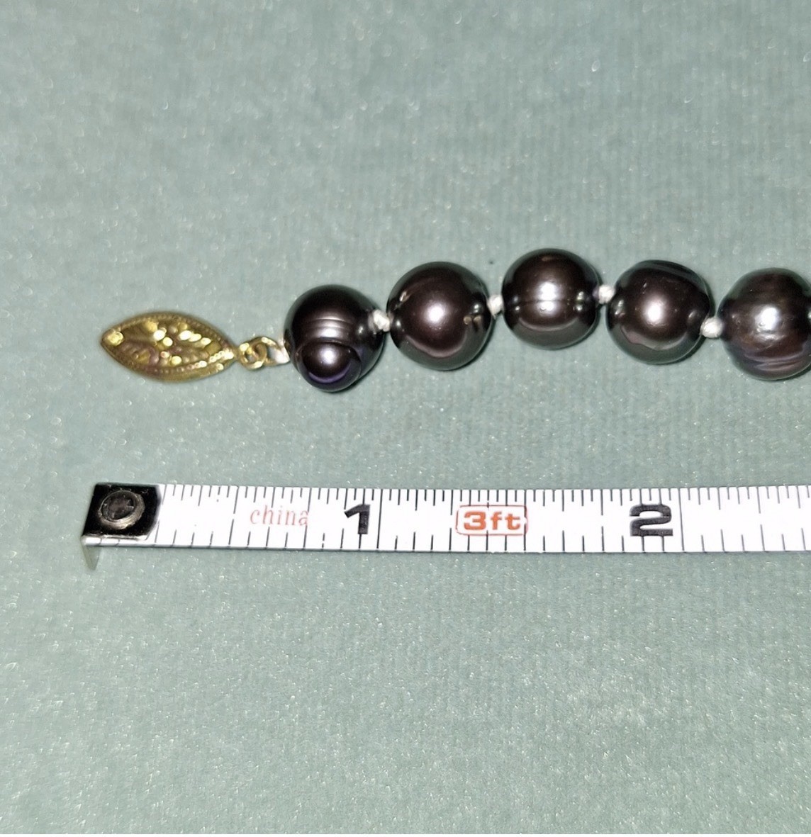 Stunning Vintage Knotted Black Freshwater Pearl Necklace 18” Dyed