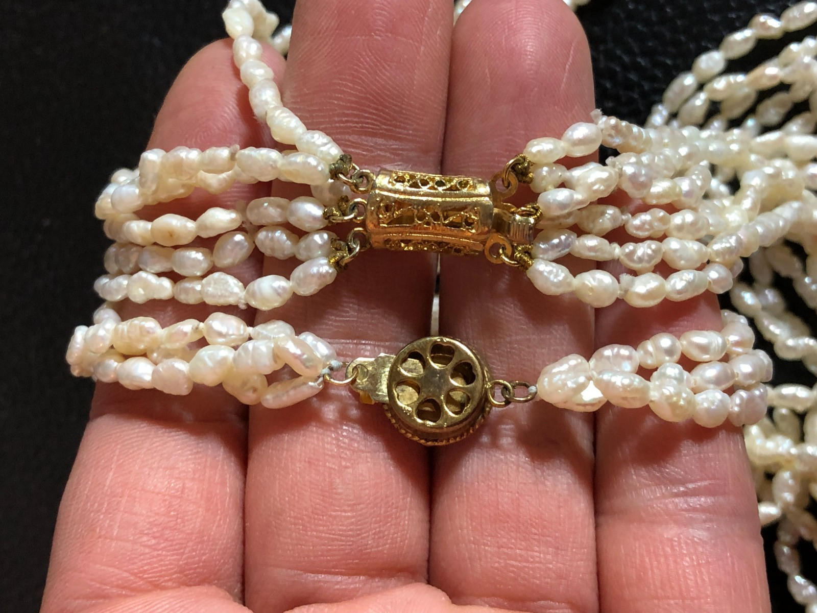 Vintage Cultured Freshwater Pearl Multi Strand Necklace Opera Lnth +Bracelet P12