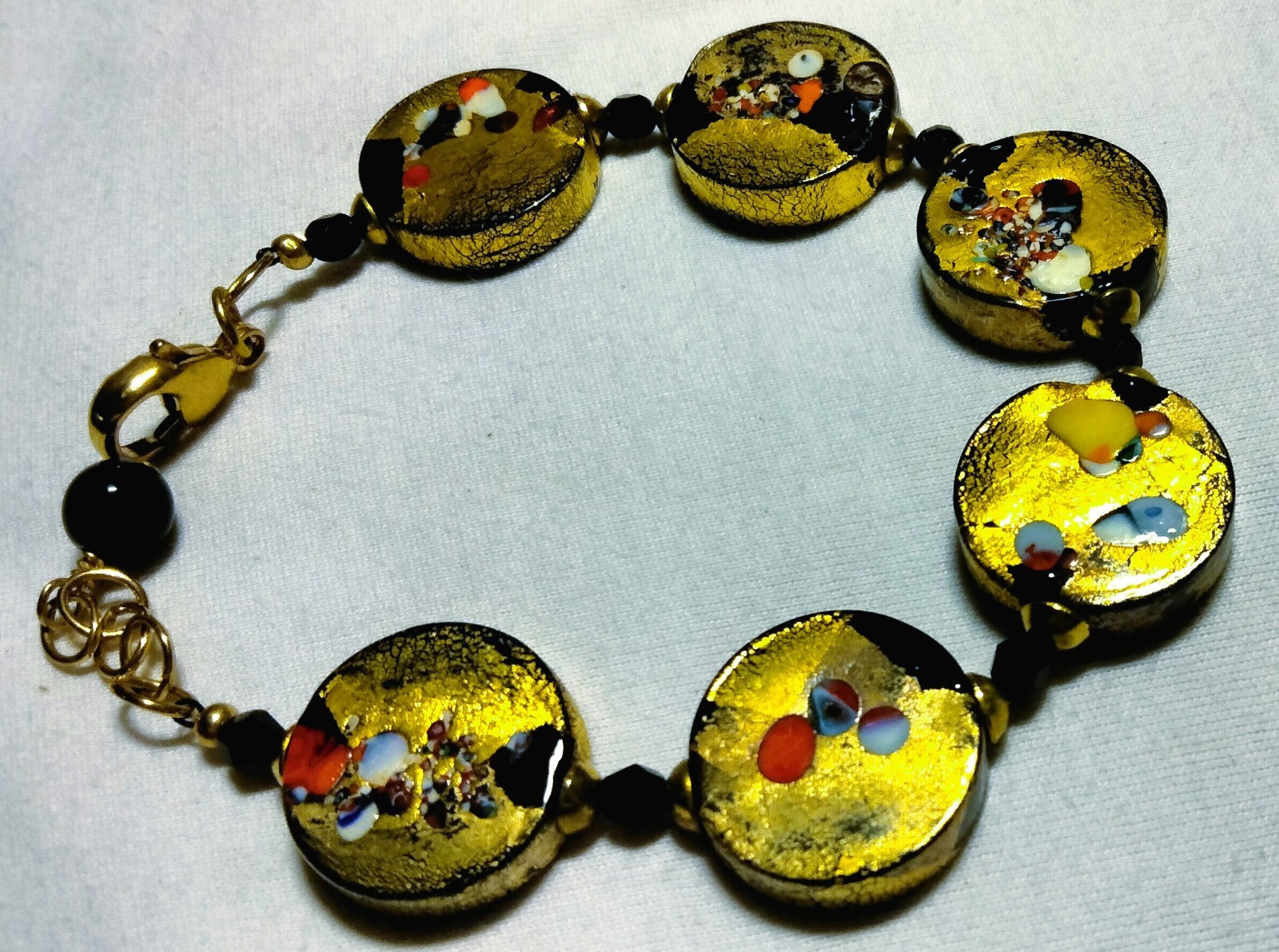 Vintage Venetian Fancy Glass Beads ala Gustav Klimt Beaded Necklace Demi Parure