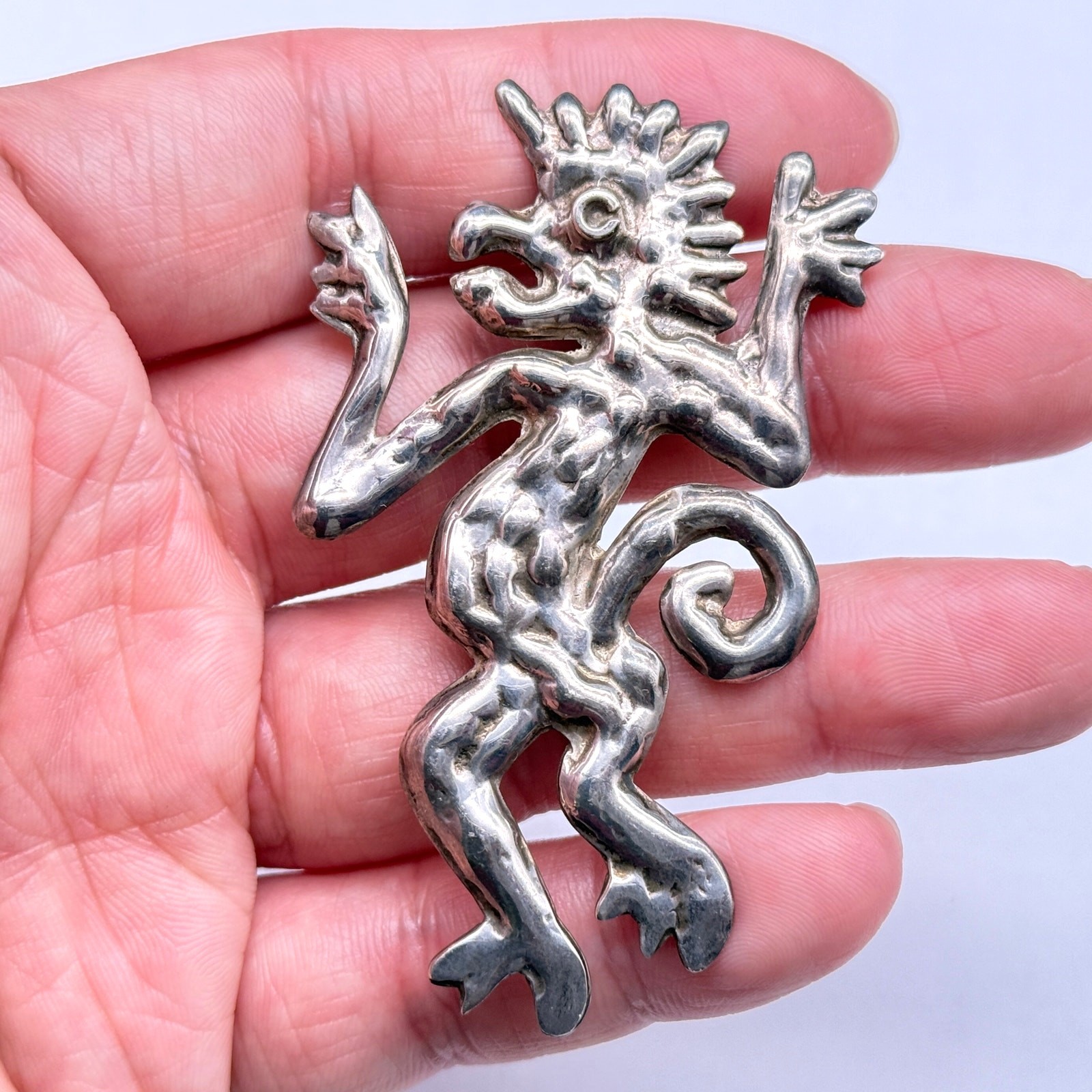 Vintage Whimsical Mystical Creature Sterling Silver Pin Brooch