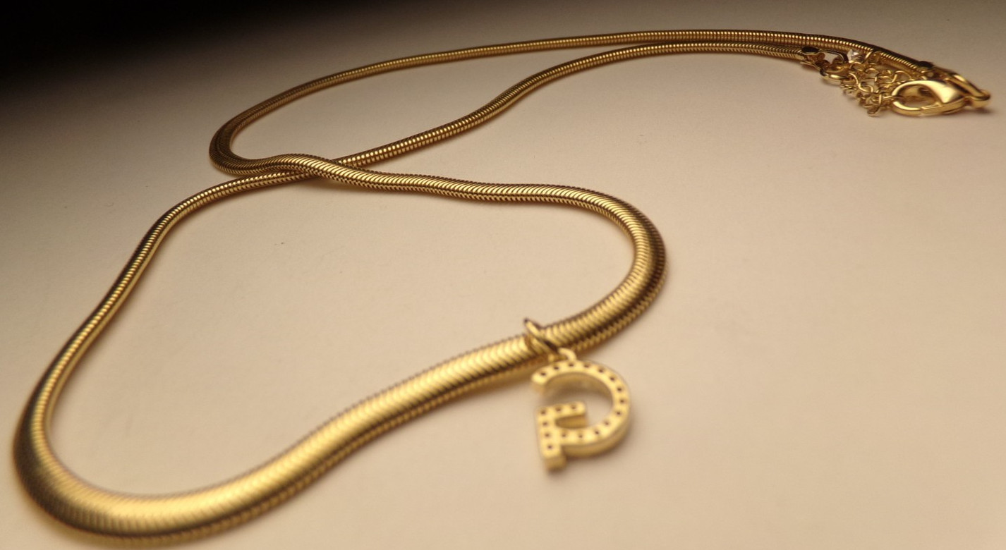 VTG 14K YELLOW GOLD PLATE DAINTY LETTER INITIAL MONOGRAM G PENDANT NECKLACE 19″