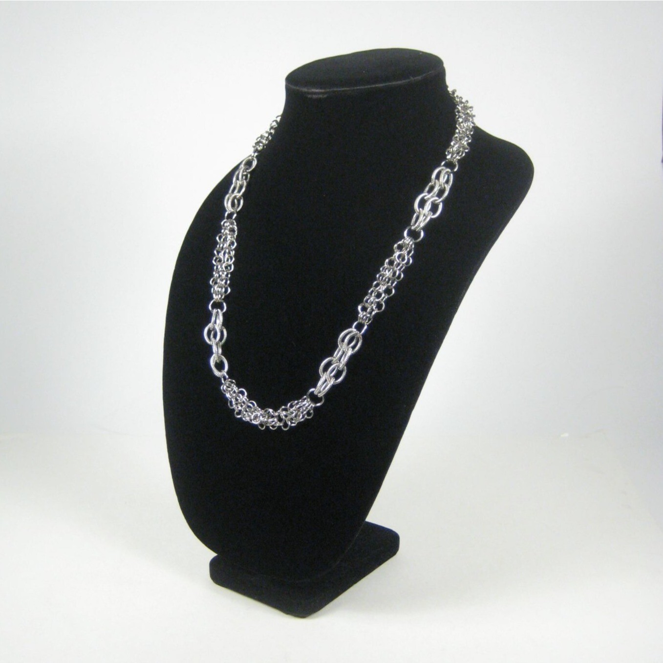 Silvertone Chain Necklace 25 In Multi Strand Statement Box Vintage 60s 70s