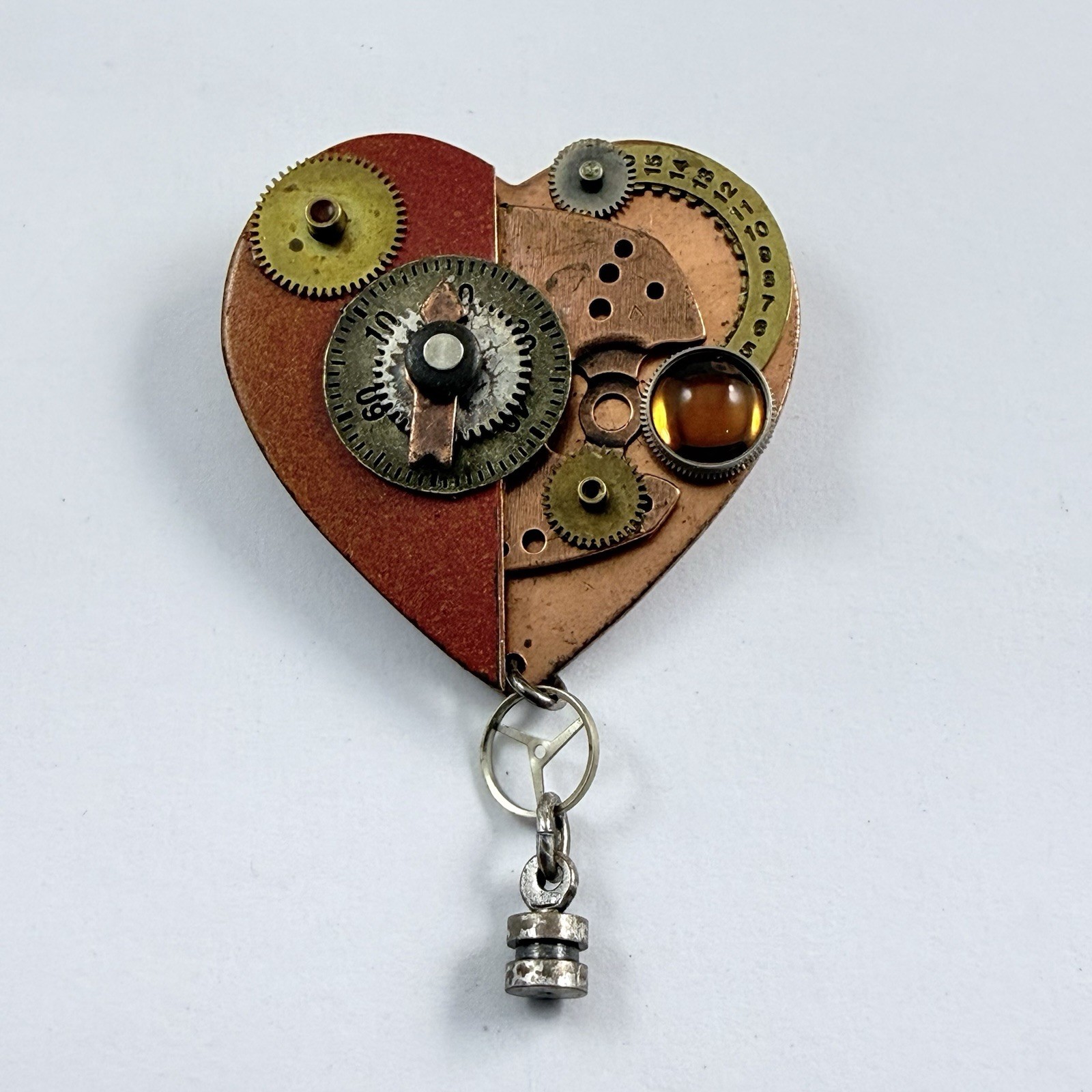 Vintage Steampunk Heart Pieces Parts Handcrafted Brooch Love Romance