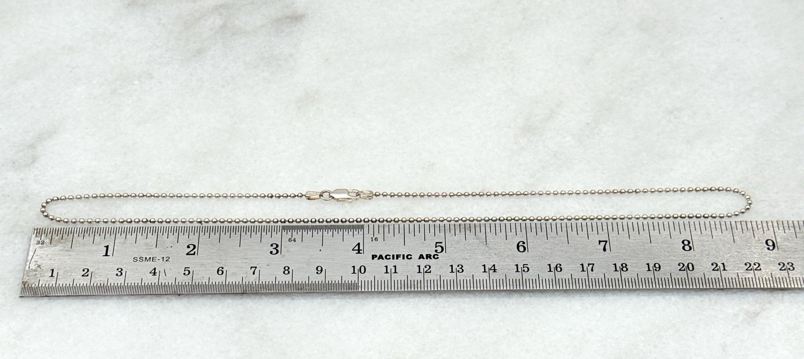Sterling Silver 1.8MM Ball Bead Link Dog Tag Chain Necklace 18”