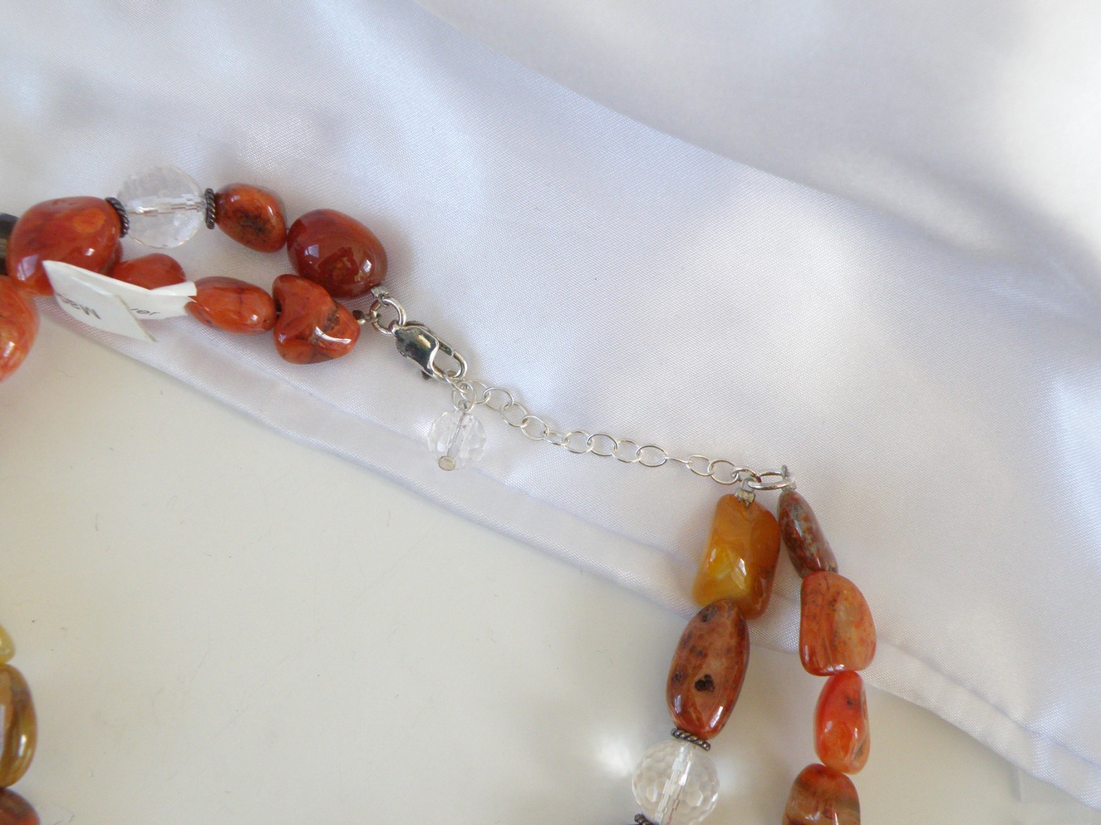 Vintage Natural Carnelian Multi Stone Bold Sterling Silver Necklace