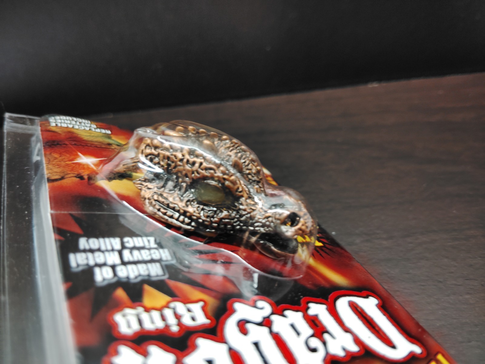 Dragon Ring Detailed Zinc Alloy Metal Eyes Light-Up – Unisex Size S (Approx. 8)