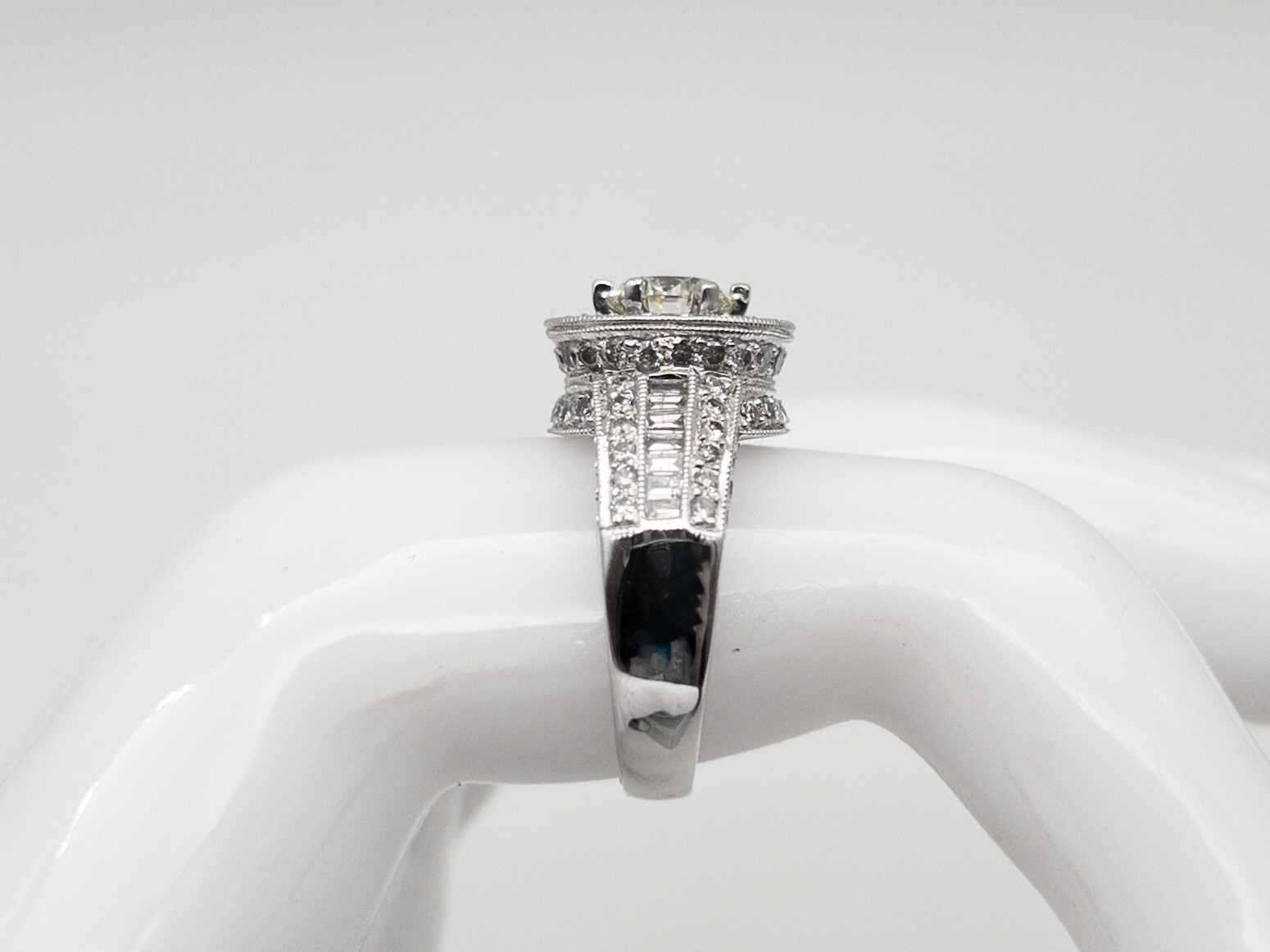 $12,000 2.53ct EGL IDEAL CUT Si1 K Diamond 14k White Gold HALO Wedding Ring 8g