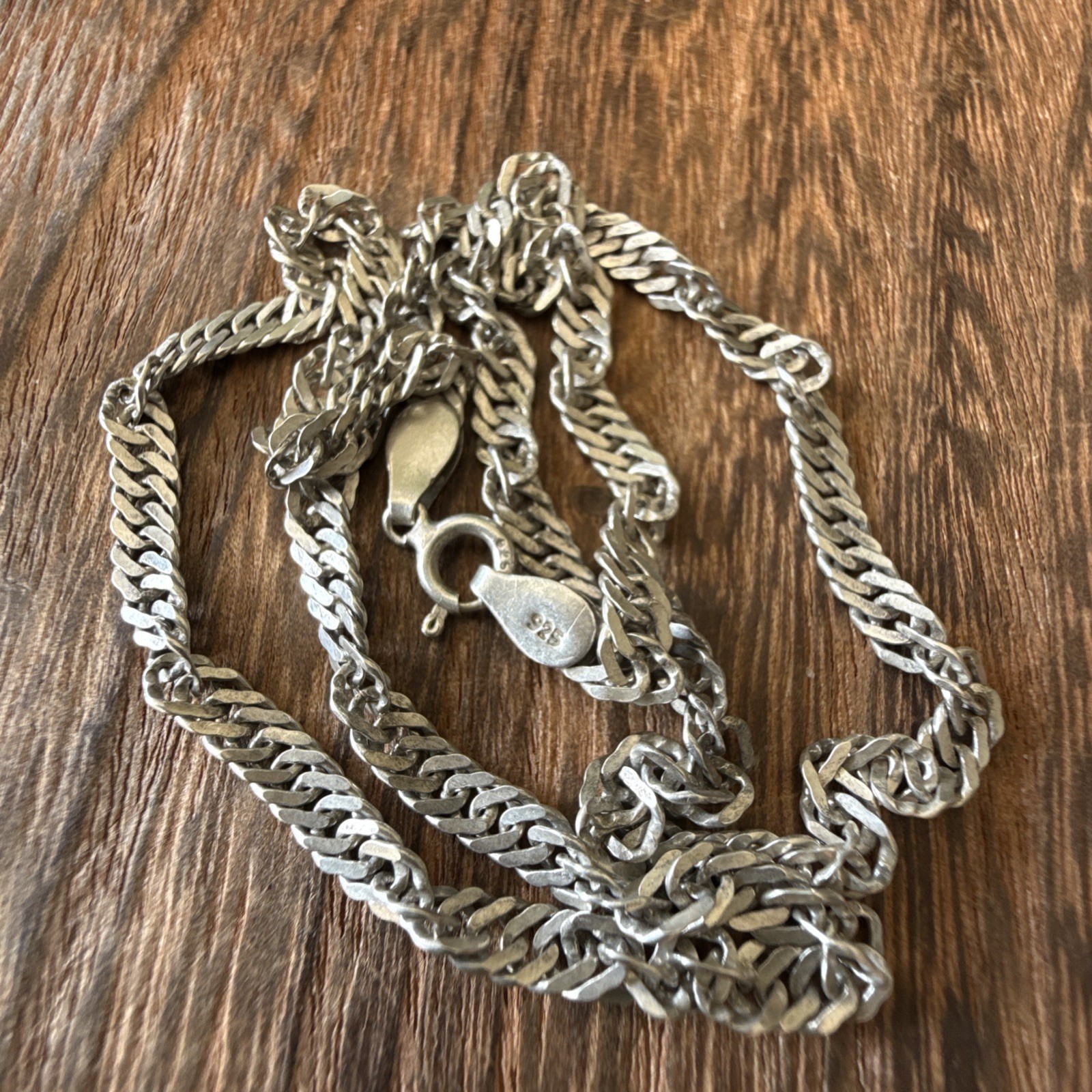Vintage Twisted Chain Necklace Sterling Silver 925 Chain 16” Long 4mm Width