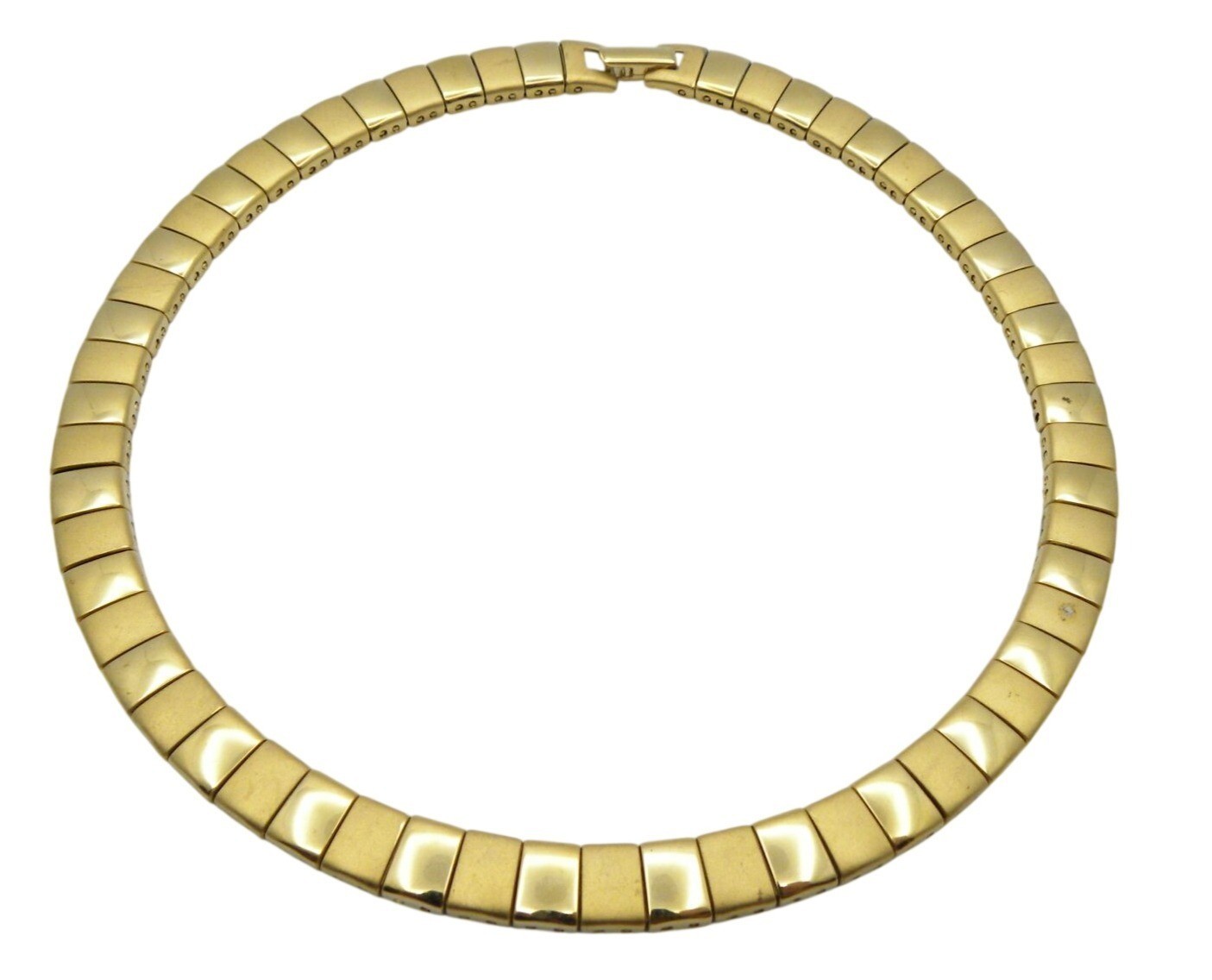 Vintage Gold-Tone Square Link Collar Necklace With Fold-Over Clasp Chunky