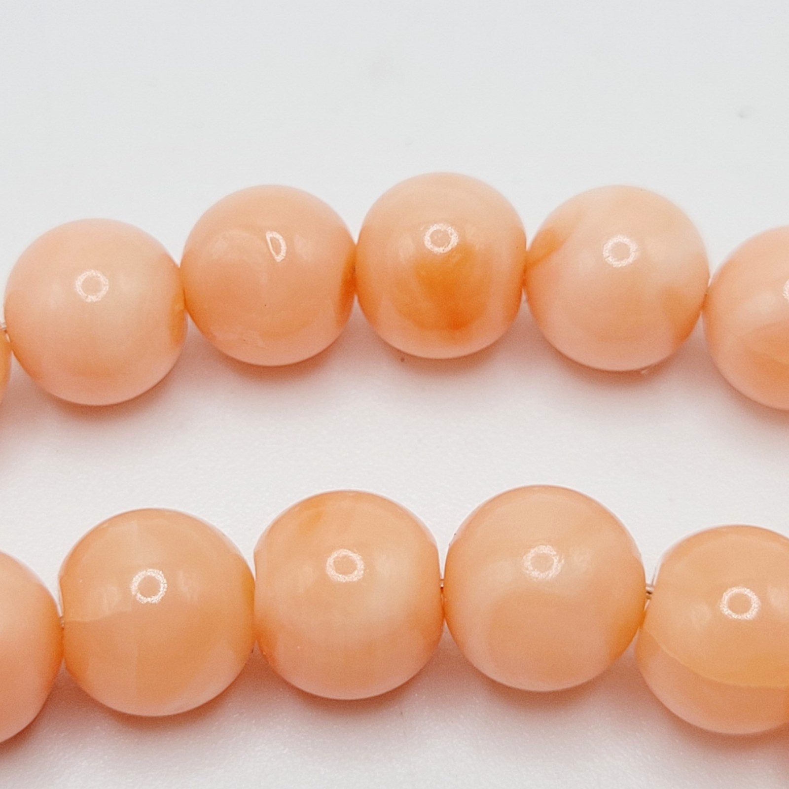 Genuine Pink Peach Blush Coral Bead 6mm Necklace Alloy Clasp Tested 25 inch