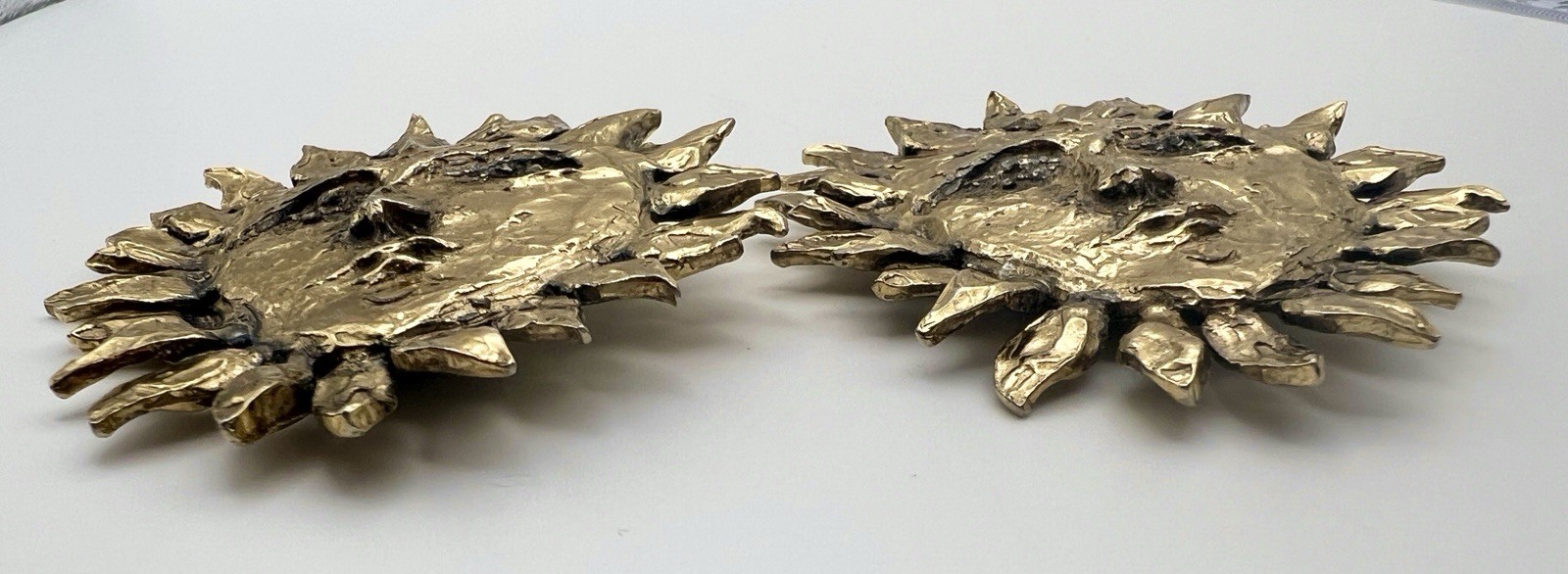 Vintage Yves Saint Laurent YSL Paris Robert Goossens Golden Sun Face Earrings