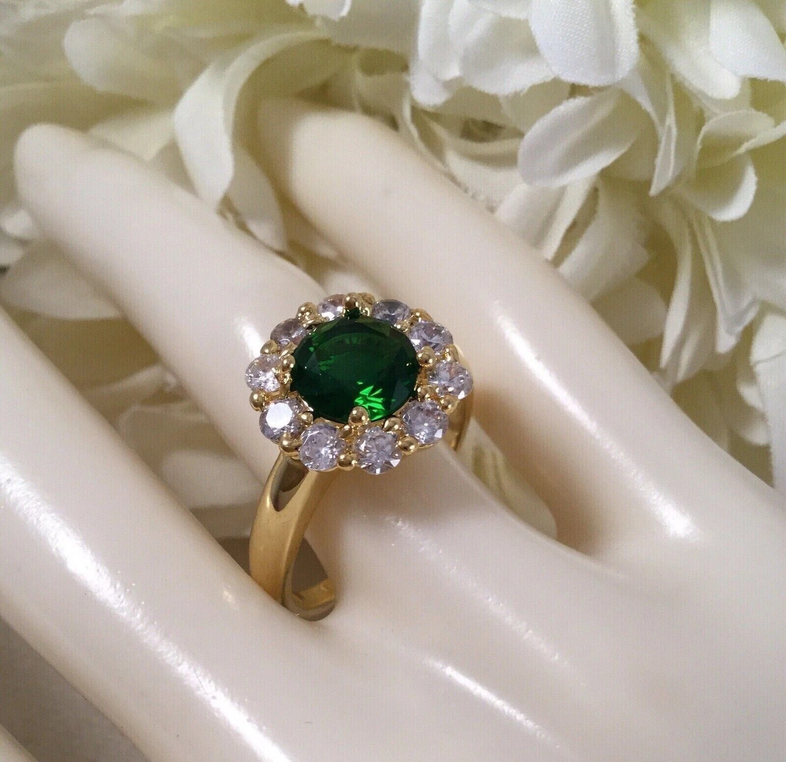 3.2Ct Art Deco Style Lab Created Emerald Women’s Anniversary 14K Gold FN Ring