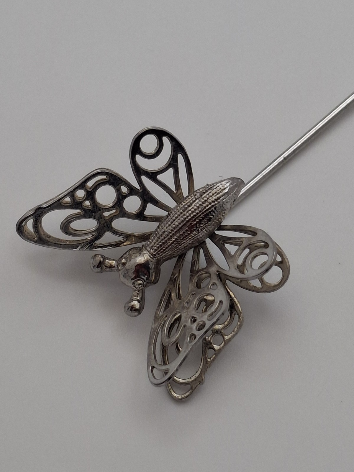 Butterfly Stick Pin Filgaree Silver Color