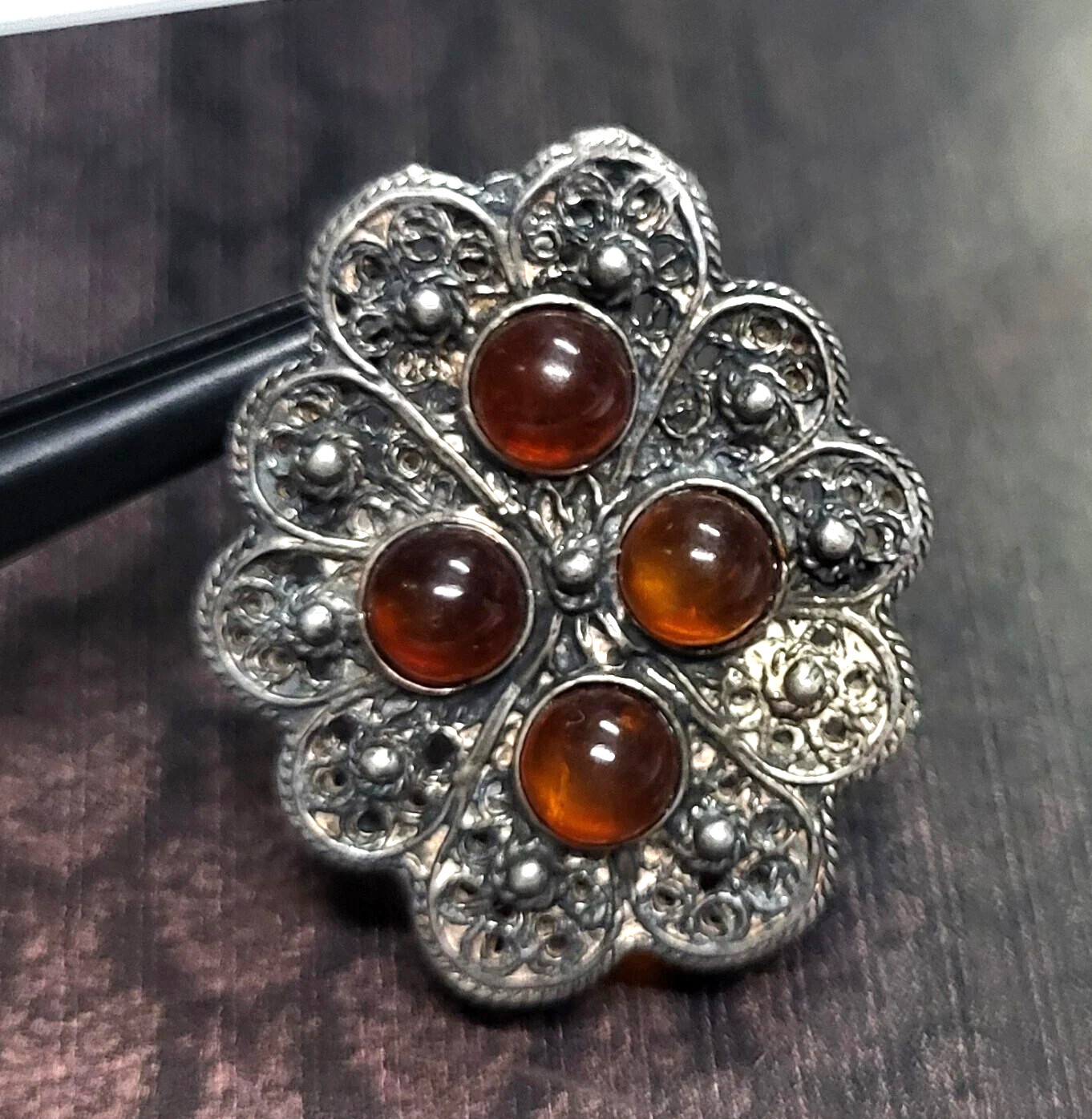 Natural Amber Pendant Sterling Silver 1.50 Inch Pendant Women’s Any Occasion