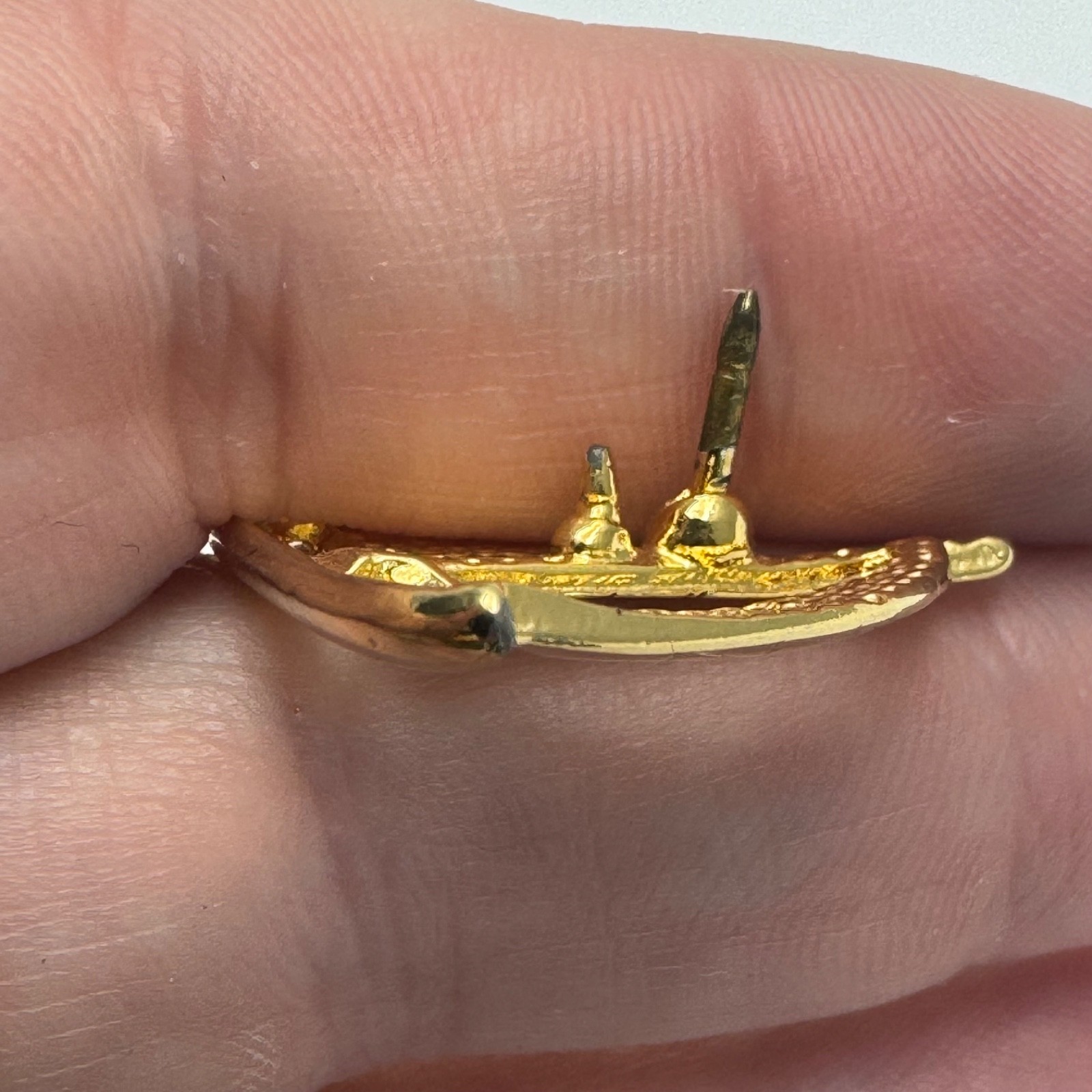 Sailboat Lapel Pin Nautical Sailing Yacht 90s Travel Vintage Gold Tone Brooch