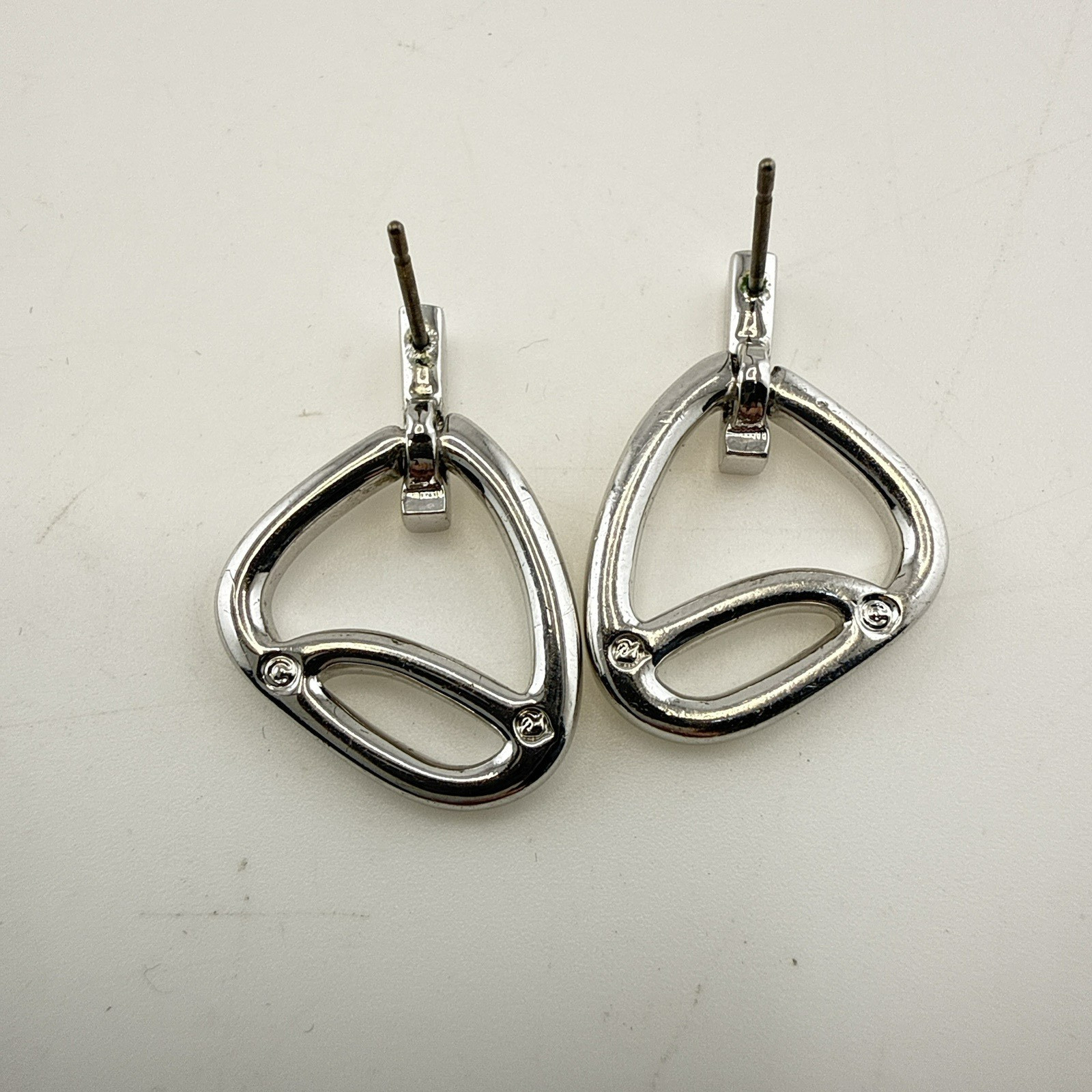 Swarovski Earrings Crystal Swan Signed Dangle Drop Austria Silver Plated