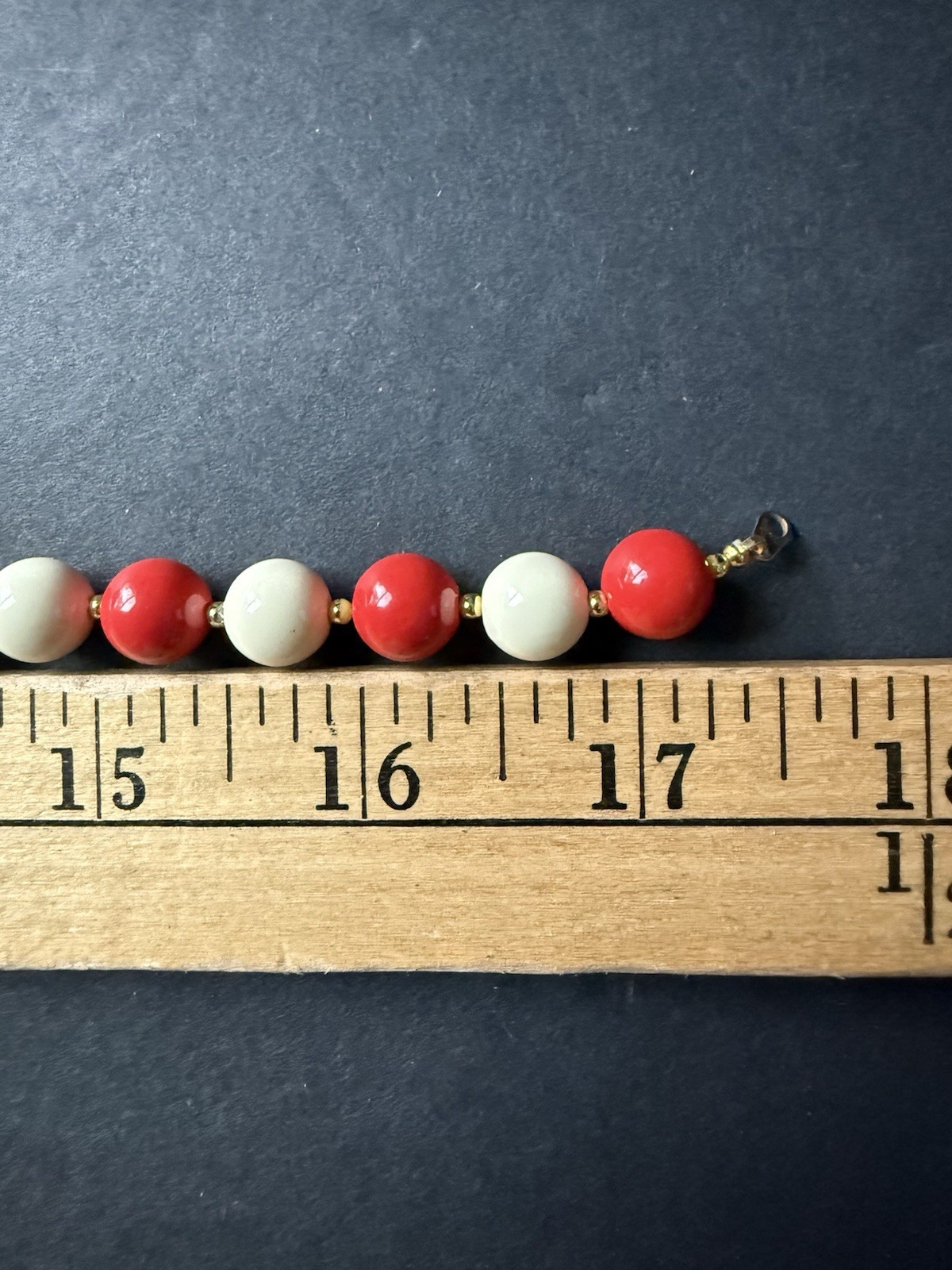 Vintage Beaded Necklace Red White Acrylic Patriotic Old Money Americana 4th July