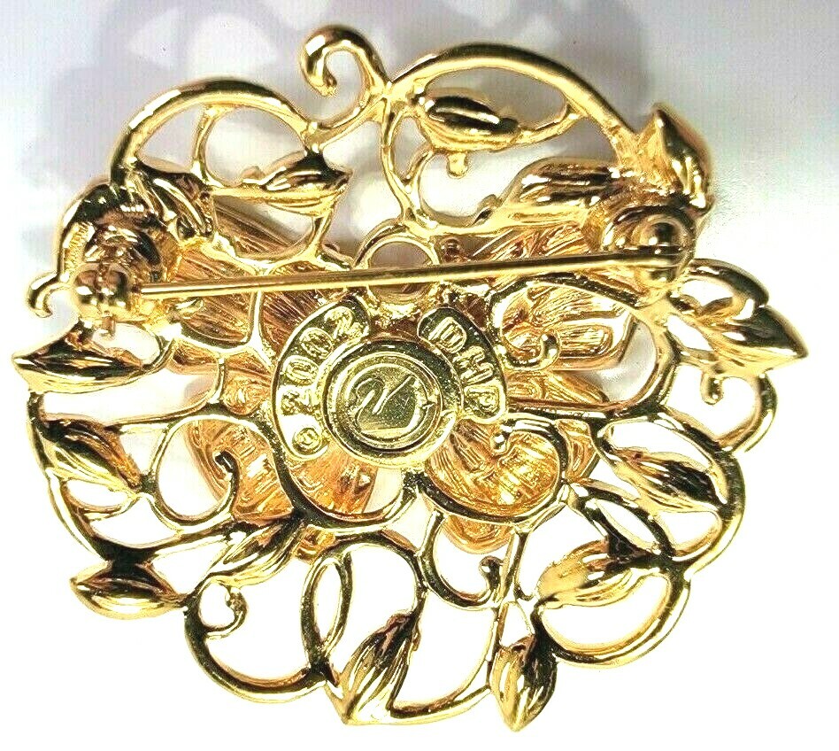 2002 Swarovski Swan Mark Signed Butterfly Brooch Pin Pink Green Rhinestones