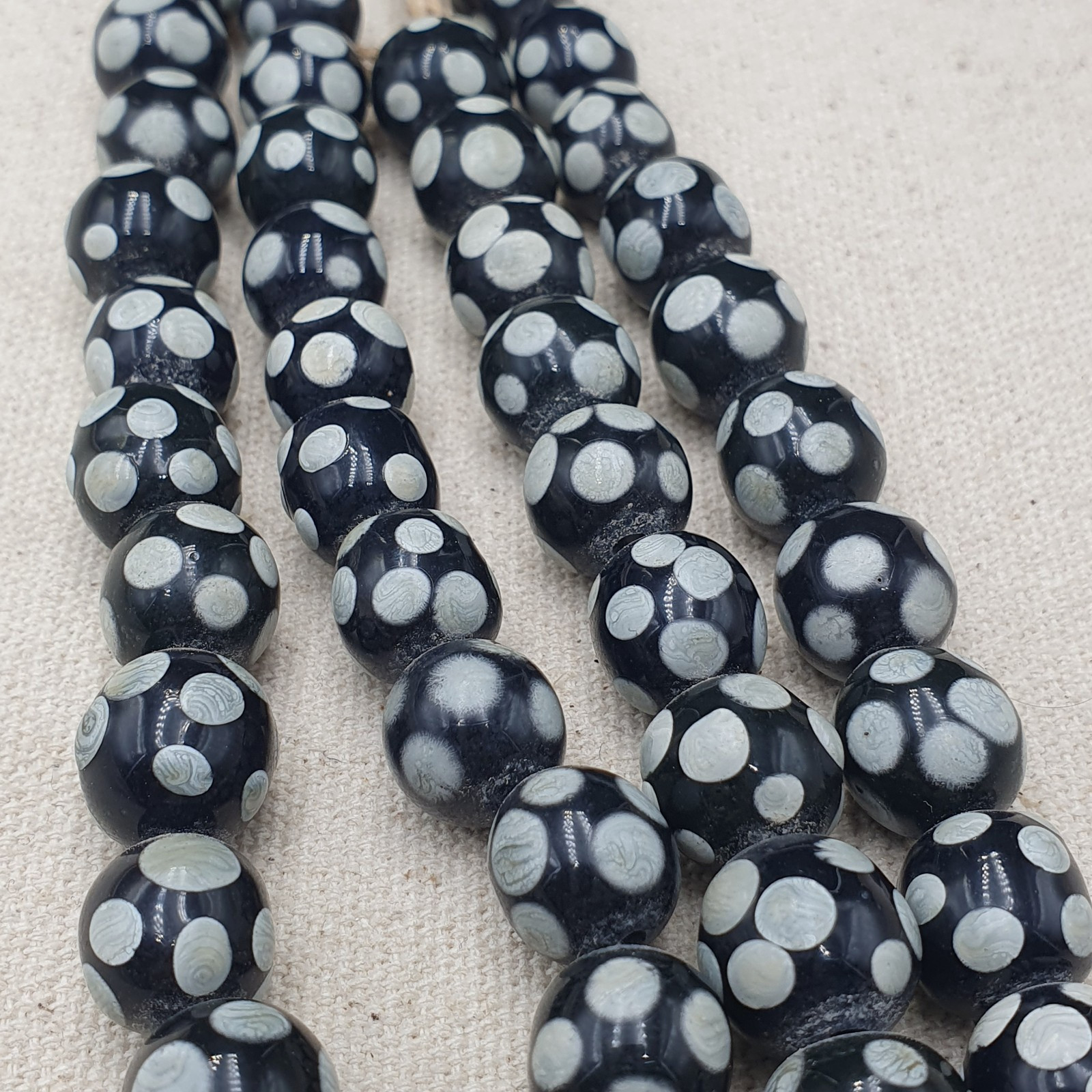 Authentic Vintage African Glass Beads Necklace Skunk Bead Design