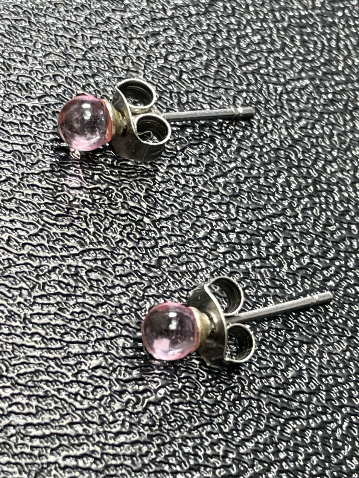 Vintage 4mm Pink Glass Ball Silver Tone Stud Earrings