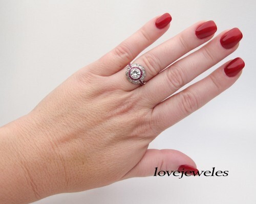 Lab-Created 3.21CT Round Cut Diamond Vintage Art Deco Ring 14K 2-Tone Gold Over