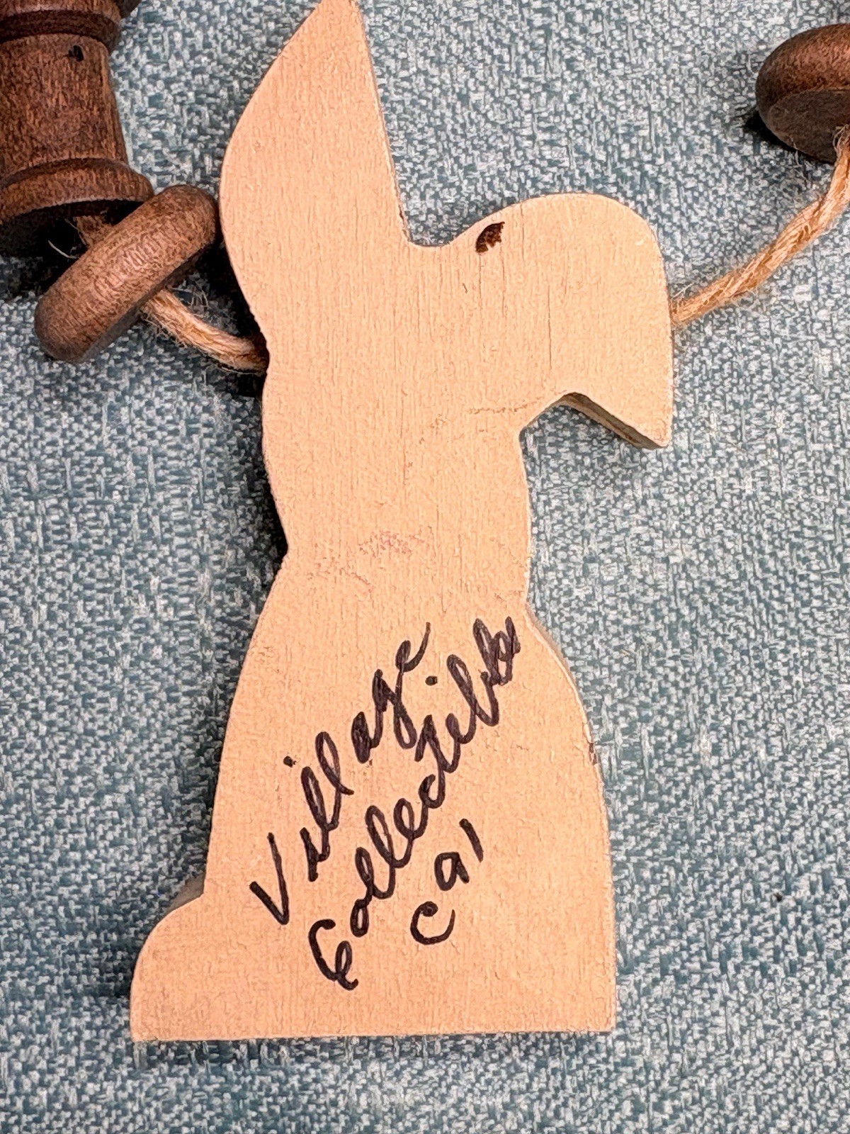 Vintage 90s Easter Bunny Wooden Handmade Necklace Easter Eggs Village Collect