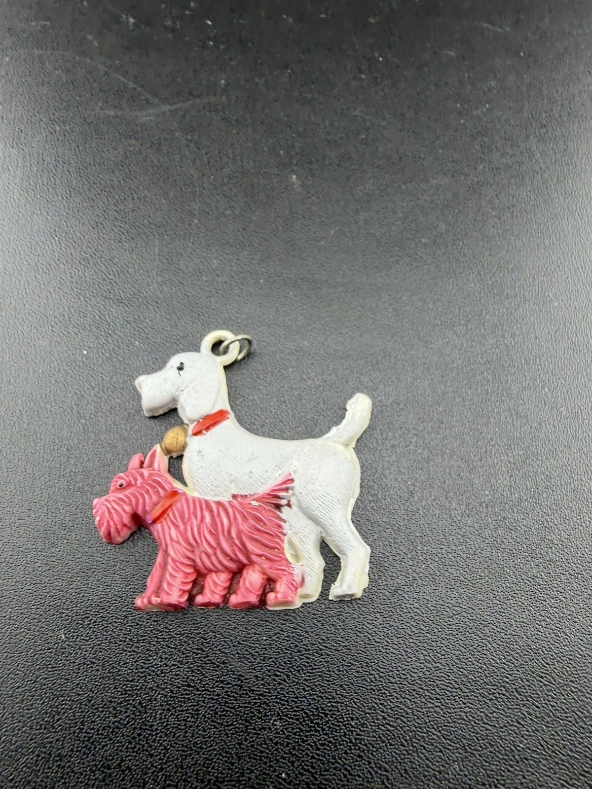 Vintage 2 Dog Charm Tag Estate Find Costume Jewelry