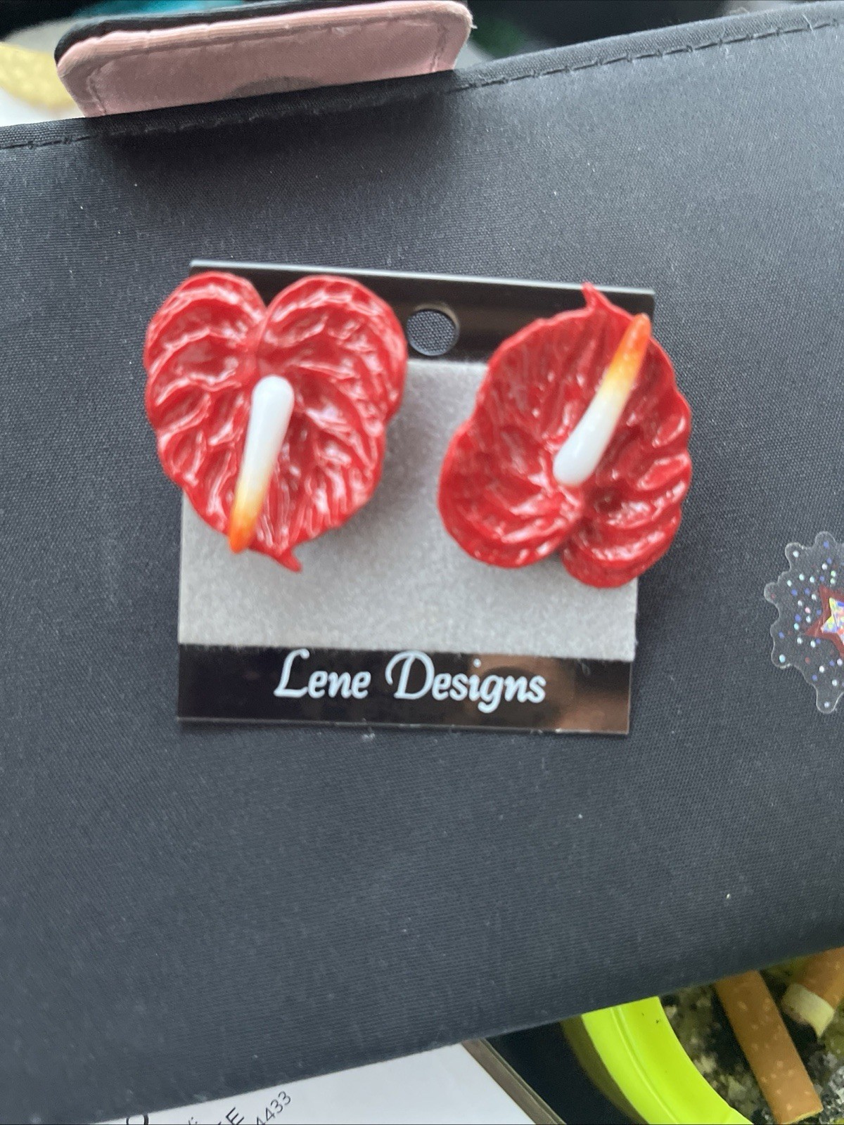 RARE WEST Germany Signed Vintage Unused Flower Post Earrings