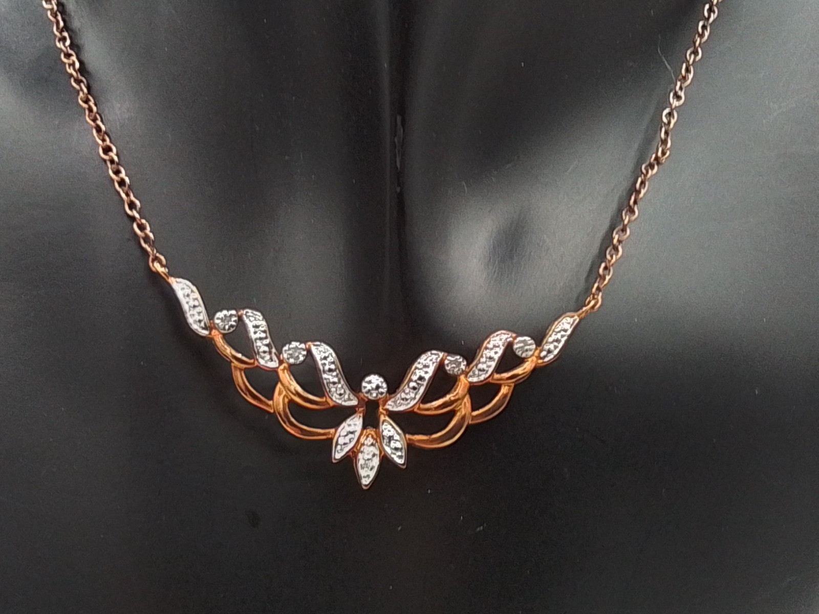 16″ CAR XPPEND GENUINE DIAMOND CHOKER NECKLACE SMALL CHIPS COPPER CHAIN PENDANT