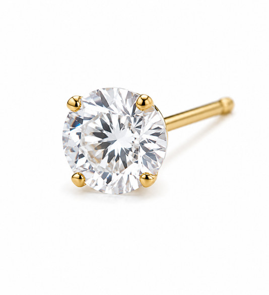 14K AU585 Gold Mini Zircon Stud Earrings Vintage 3mm Pairs