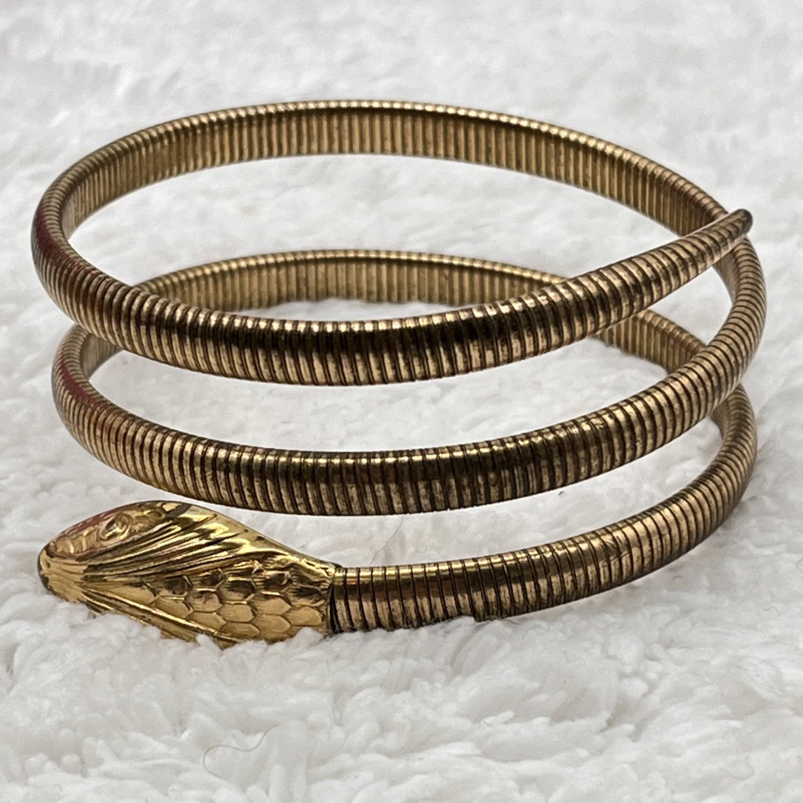 Vintage Forstner Snake Bracelet Gold Filled Triple Coil Wrap Egyptian Revival