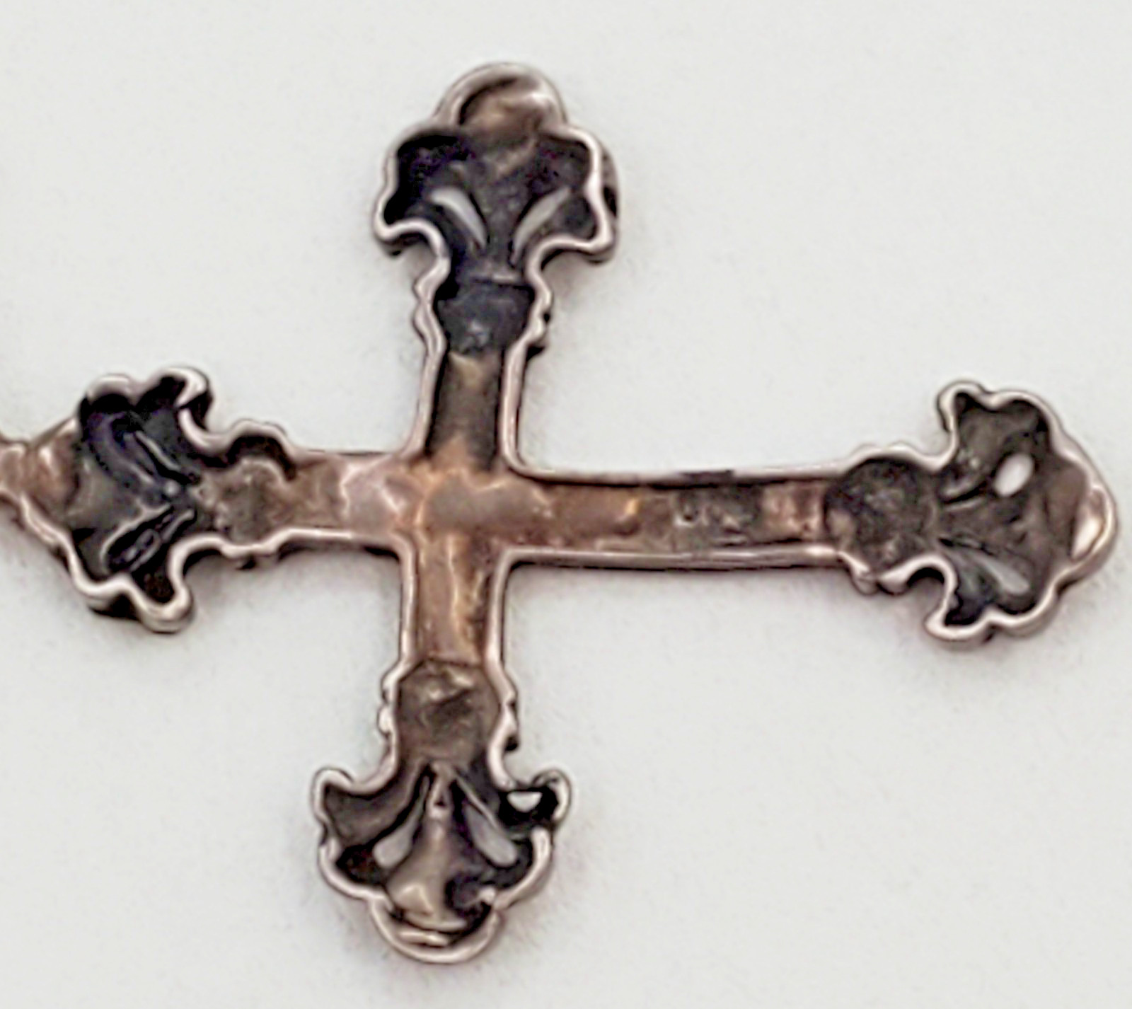 VTG 925 Ornate Cross Necklace 20in Sterling Silver 27g Ball Chain Italy Estate